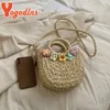 Bolsas de ombro Yogodlns Palha Mulheres Verão e-Tecido Raan Bolsa andmade Bolsa de Vime Beac Boemia Bali andbag bolsos mimbreH24217