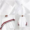 Womens Blouses Shirts Womens Blouses Shirts 2021 White Loose Button Up Stripe Bandage Women Turn-Down Collar Woven Long Sleeve Plus Dhvqy