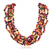 Ensemble de boucles d'oreilles et collier pour femmes, style Boho africain, bavoir en perles en bois, couches colorées, collier épais, ras du cou, costume de mode