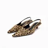 Sandalias planas de tacón alto con estampado de leopardo para mujer 240129