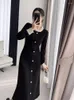 Robes décontractées Perle Noir Robe en tricot Femmes Automne et hiver 2024 Coréen Chic Élégant Robes Français Vintage Hepburn Style Femme
