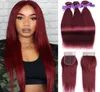 Quality Straight Hair Color 27 30 33 99j bug Ombre Human Hair Bundles with Closure Brazilian Virgn Hair Bundles With Closure Peruv3003332