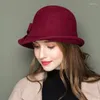 Berets Lady Fedoras wollen hoed meisjes herfst winter boog wollen vrouw krullende visser koepel verstelbare bassin cap b-8730