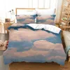 Conjuntos de cama Nuvem Céu Conjunto de capa de edredão King/Queen Sizepink Azul-verde Belo cenário natural Conjunto de cama macio para crianças adolescentes adultos meninas