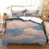 Ensembles de literie Nuage Ciel Ensemble de Housse de Couette King/Queen Sizepink Bleu-Vert Beau Paysage Naturel Ensemble de literie Doux pour Enfants Adolescents Adultes Filles