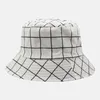 Boinas Algodón A cuadros Estampado Cubo Sombrero Pescador Viaje al aire libre Gorra para el sol Sombreros para hombres y mujeres 392