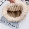 100% real mink fur hat women winter knitted beanie Russian Girls cap with fox fur pom poms thick female cap Elastic 240123