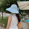 Berets Sommer Outdoor Modische Eimer Hut Damen Schwarz Gel Sonnenschutz UV-beständig Sonne Frisch Große Krempe Gesicht Klein