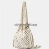 Totes Bohemian Hollow Bucket Bag Designer Rope Woven Women Shoulder Bags Drawsting Handväskor stor kapacitet Tote Big Bali Purse 2023H24217