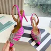 Luxury Crystal Buckle Sandals Shoes High Heels Sandal Women Luxury Designers Dress Shoe Evening Party Slingback Multicolor Pumps Ananas toppkvalitet