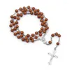 Pendentif Colliers Jésus Croix Rosaire Collier Vintage Bijoux 2024 Tendance Catholique En Gros Matériel En Bois Massif