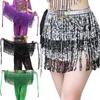 Jupes jupe de danse du ventre brillant paillettes écharpe gland danseur frange Costume pour femmes filles NOV99