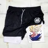 Heren shorts anime shorts gym voor man dubbele laag 2-in-1 snel drogende zweet-absorbent jogging prestatie workout atletic 810