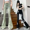 Женские джинсы в стиле ретро Spicy Girl Micro Trumpet с женским дизайном Sense Of Niche Прямые брюки с высокой талией и узкие широкие брюки