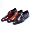 드레스 슈즈 2024 럭셔리 남성 Patnet Leather Monk Strap Oxford for Wedding Business 형식 정장 Mens Black Brown