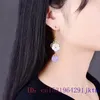 Dangle Earrings Purple Jade Flower Charm Jadeite Designer Chinese Natural Women Jewelry Chalcedony Stone Fashion 925 Silver Real