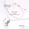 Chain New Arrival Breast Cancer Awareness Charm Bracelet For Women Handmade Braided Pink Rope Chain Vintage Sier Pendant Je Dhgarden Dht5H