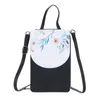 Evening Bags Women Floral Printed Black Cell Phone Purse Adjustable Strap Vintage Card Holder Lightweight PU Leather Waterproof