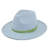 Klasyczny retro Fedora Green Belt Woolen Cowboy Hat Vintage Czarna wełniana okapa czapka 240130