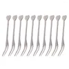 Dinnerware Sets 10pcs Stainless Steel Fruit Fork Heart Shape Picks Party Supplies For El KTV Bar