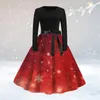 Casual Dresses Christmas Classic For Women Long Sleeve O Neck Dress With Belt Swing Cocktail Party Halloween Girl