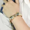 Brazalete de leopardo africano para mujer, pulseras de aleación de animales de Color dorado, joyería de estadistas, gran accesorio de moda