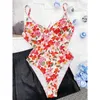 Women's Swimwear Floral Printed Underwired One Piece Swimsuit Women Female High Leg Cut Monokini Bather Bathing Suit Swim Lady K3933