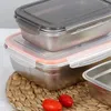 Servis barn lunchlådor skål med lock koreanska rostfritt stål containrar containrar lunchlådor för