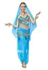 Stage Wear Belly Dance Vêtements Costume Set 2pcs-4pcs M / L TopPantBeltHeadband 8 couleurs