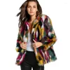 Dames bont streetwear kleurrijke faux jas dames imitatie korte luxe harige jas top club herfst winterkleding jong