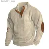 Herrtröjor tröjor Spring Autumn New Men Vintage Patchwork Sweatshirts Lossa långärmad stativstativ Collar Pullover Tops Casual Outdoor Hoodies Eur Size Q240217