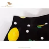 Skirts SISHION Y2K High Waist Cotton A Line Vintage For Women VD0020 Polka Dots Yellow Lemon Printed Swing Summer Black Skirt