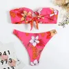 Kobiety w dziedzinie stroju kąpielowego Kobiet kwiatowy print bandeau bikini zestawy bikini dwa kawałki strzałki kąpiel kąpielowy stroje plażowe biquini