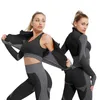 2/3 pezzi Set da yoga Bar Pantaloni attillati a vita alta Abbigliamento da palestra Abbigliamento sportivo adatto per le donne Giacca con cerniera Leggings Suit 240124