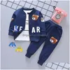 Conjuntos de roupas 3 pcs crianças urso roupas bebê meninos outono inverno manga longa tracksuits tartaruga pescoço outfit para 1 2 3 4 ano drop del dhvhw