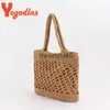 Shoulder Bags Yogodlns New Crocet Beac andbag for Girls Summer Straw Rope ollow Out and Woven Totes Bag Women KniingH24217