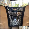 Car Organizer 3-Layer Mesh Seat Back Net Bag Of Backseat Pet Kids Cargo Tissue Purse Holder Driver Storage Netting Pouch Drop Delive Dhady
