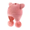 Berets Hut Earflap Kinder Junge Winter Beanie Pompom Mädchen Stricken Fleece Futter Ohren Herbst Warme Skifahren Zubehör Für Baby kleinkinder