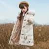 Пуховое пальто для девочек, детская одежда средней длины «Белая утка», средняя и большая одежда 2024 года, зимняя одежда для девочек в межсезонье
