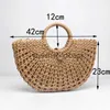 Totes Moda Bolsa de palha de papel Cordeiro redondo Hollow Hollow Tito Retro Casual Buckle Hand Bolsas Femininas Shopper Bagh24217