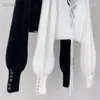 Damskie bluzki moda luksusowe włosy krótka bluzka 2024 Autumn Design Women Runway White / Black Wysoka jakość