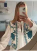 Coletes femininas Mulheres Vintage Bordado Floral Curto Colete Jaqueta Senhoras Estilo Nacional Patchwork Cardigan Casual Cintura Casaco Tops 2024