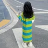 Abiti per ragazze Ragazze Stripe Knit Sweater Dress 2024 Kids Wear Casual Autunno Inverno Manica lunga Calda maglieria Pullover Abiti coreani 4-14