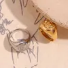 Pierścionki ślubne okrągłe twarz Pierścień Wodoodporne 18K złoty akcesoria Srebrny kolor 316L Kobieta ze stali nierdzewnej