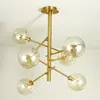 Chandeliers Modern Glass Ball LED Ceiling Chandelier Lighting Golden Bedroom Table Lustres Dining Kitchen Fixture Decor Indoor Pendant Lamp