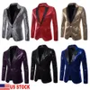 Men Sequins Blazer Designs Plus Size 2XL Black Velvet Gold Sequined Suit Jacket DJ Club Stage Party Wedding Clothes 240125