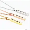 Pendant Necklaces 3 Colors Stainless Steel Inspirational Necklaces For Women Men Keep Ing Going Engraved Letter Bar Pendant Chains Per Dh9N3