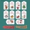 Etiketter Taggar 50st Mixed Christmas Gift Tags Papperskort Santa Claus Snowman Print Package Hang Tag Xmas Nyårspartiförsörjning Dekoration Q240217