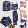 Vêtements de nuit pour femmes 4pcs Loungewear Pyjamas Ensemble Soft Satin Love Floral Print Sling Lingerie Pantalons Ensembles Sexy Homewear Vêtements de nuit