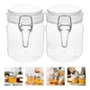 Storage Bottles 2 Pcs Airtight Honey Jar Dispenser Glass Bottle Kitchen Canisters With Lid Plastic Sealed Caviar